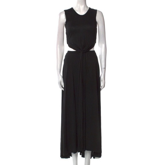 A.L.C. Black Maxi Dress Sleeveless Cutout Tie Waist Viscose Blend Large - Picture 1 of 8
